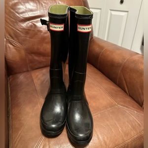 Hunter Huntress Gloss New Black Boots - Unisex 5M/6/L